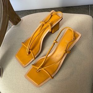Zara Mustard Slingback Block Heels